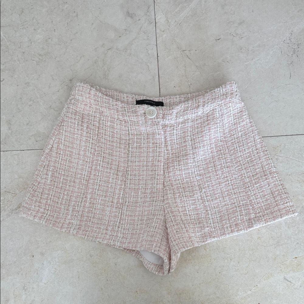 Pink & White Tweed Shorts